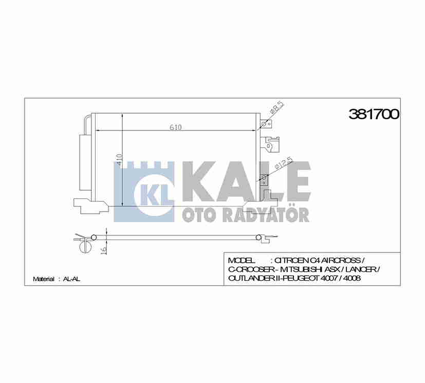 Mitsubishi Outlander Klima Radyatörü Radyatör OEM 7812A030